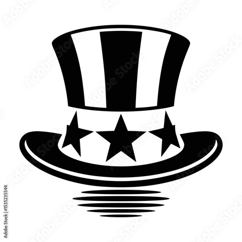Uncle sam hat icon black and white graphic