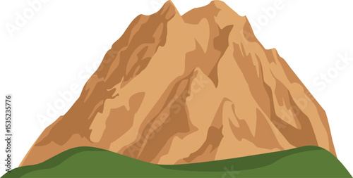 Majestic Mountain Illustration: An illustration captures the raw power and timeless beauty of a solitary mountain, with its rugged peaks and the serene presence it commands.