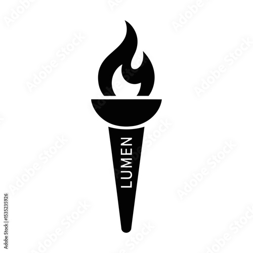 Black and white torch icon with lumen text