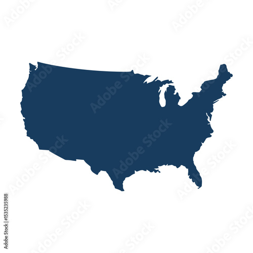 Simple dark blue map of the united states