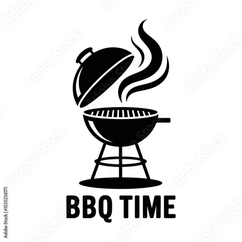 Open kettle bbq grill with smoke icon