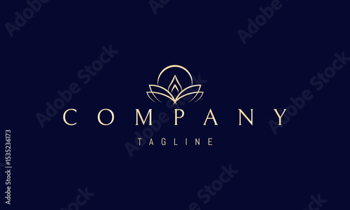 Vector golden logo with an abstract image of a candle in the form of a flower with leaves.