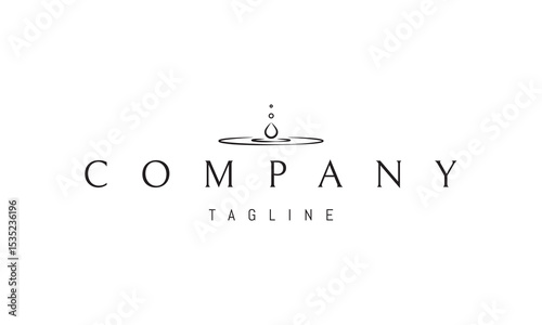 Vector logo with an abstract image of a falling drop and ripples.