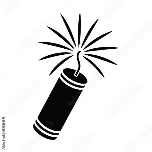 Black and white firecracker icon exploding