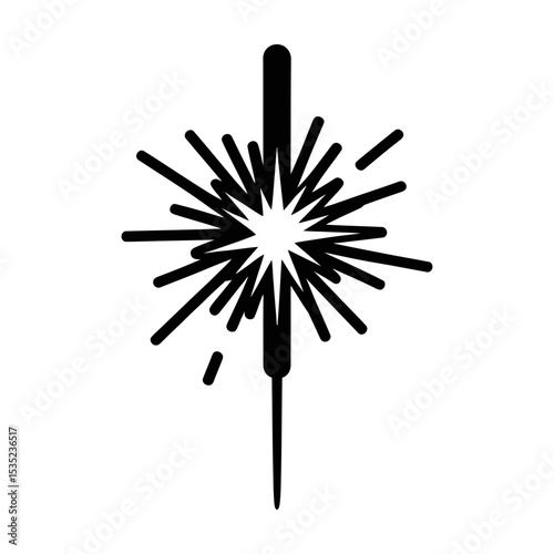 Black and white sparklers icon illustration