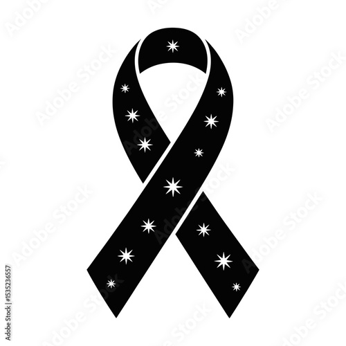 Black awareness ribbon with stars design