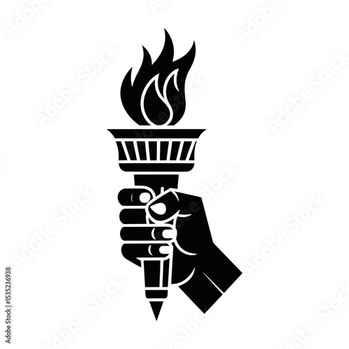 Hand holding a burning torch icon