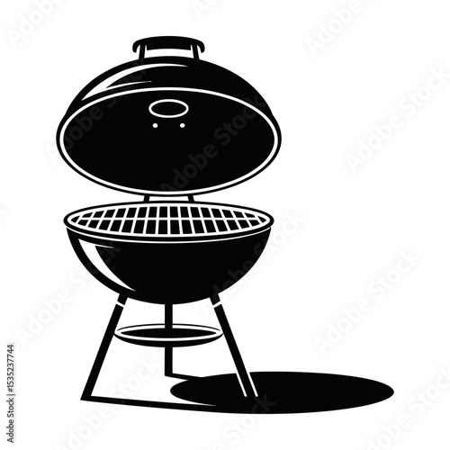 Open kettle grill barbecue cooking icon