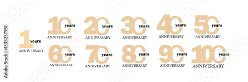1, 20 30 to 100 Years Anniversary celebration illustration template design.