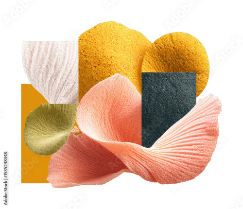 Abstract composition with vibrant textures and organic shapes