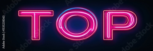 Glowing 'TOP' Wordmark in Electric Pink Neon Style Against Dark Backdrop