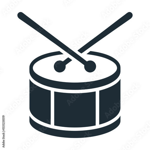 Simple drum icon with drumsticks illustration