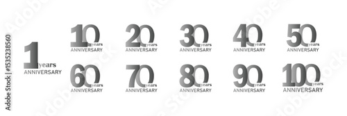 1, 20 30 to 100 Years Anniversary celebration illustration template design.