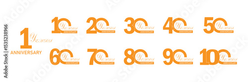  1 to 100 Years Digital anniversary logo collections. birthday number with technology concept for celebration event. Modern year icon template.
