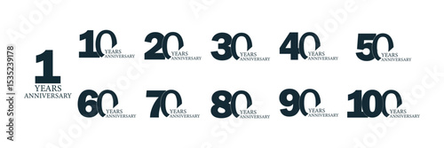 Elegant anniversary logo collections. Birthday symbol for happy celebrations with line and luxury concept. Number icon vector set.

