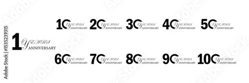 10 to 100 Years Anniversary Emblem Collection –  Red, Black Color Variants