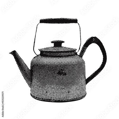 Camping kettle halftone grunge vector design element
