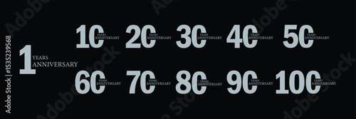 Milestone Anniversary Numbers Logo Bundle – Decade Icons for Celebration and Branding.