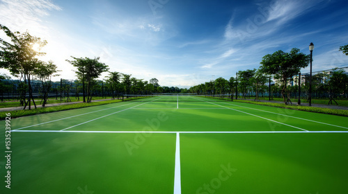 Wallpaper Mural Tennis court is empty in luxury villa complex for sports games, competitions and great time for healthy lifestyle Torontodigital.ca