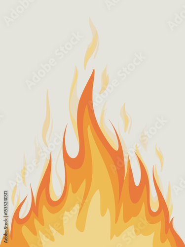 Vivid Cartoon Flames Against a Light Background.