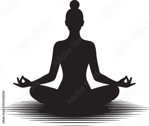 Yoga Meditation Woman Silhouette with Radiant Aura in Lotus Pose