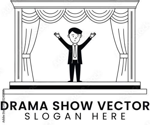 Successful Businessman Stage Drama Show Vector Illustration art icon flat actor 