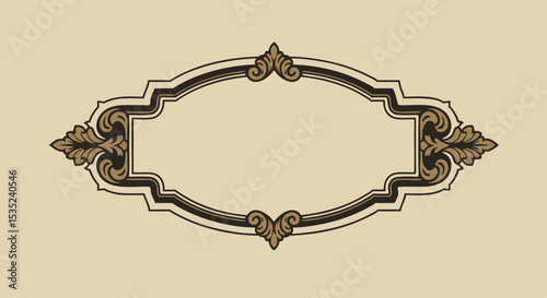 Ornate Decorative Frame with Floral Accents and Beige Background.