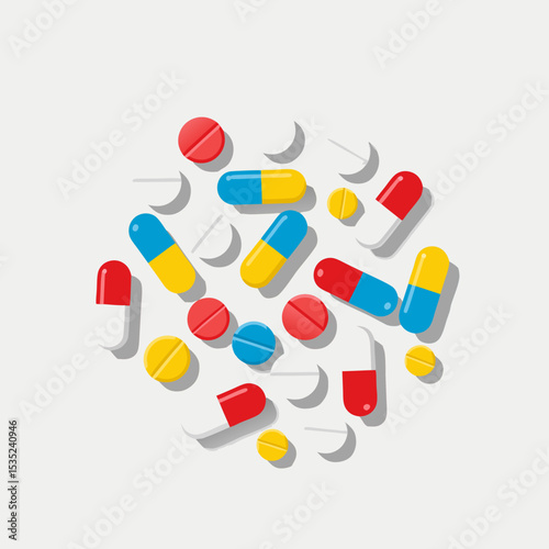 Colorful Assorted Medications and Pills.