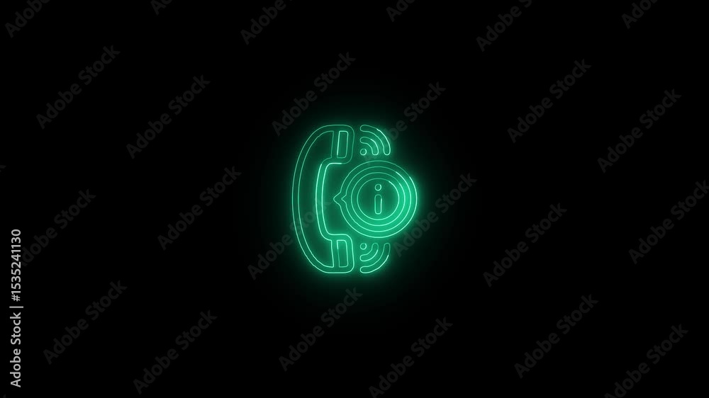 Glowing Call Information and Symbol in HD Video Neon Animation on Black Background Glowing Call Information and Symbol in HD Video Neon Animation on Black Background