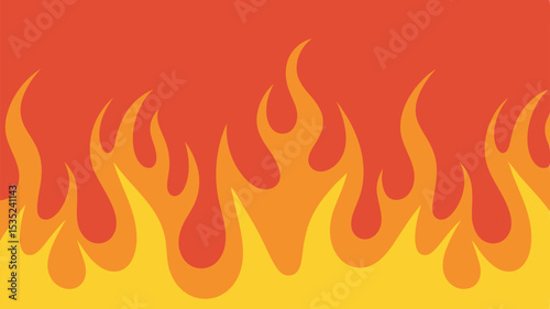 Stylized Flames in Shades of Orange and Yellow Against Red.