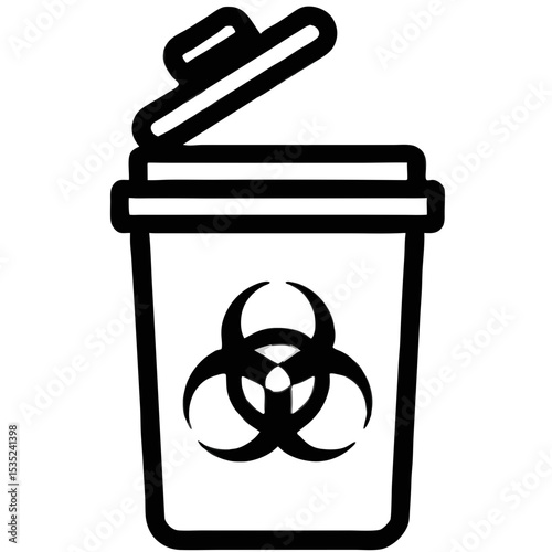 Biohazard Waste Container with Open Lid.