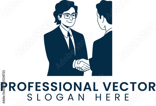 Professional Business People Handshake Vector Graphic men deal icon dark blue   