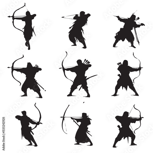 archery silhouette set, Black & White silhouette set