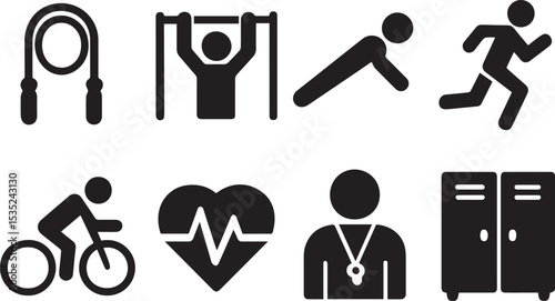 Fitness & Workout Icons Vector Set – Cardio, Training & Gym Essentials