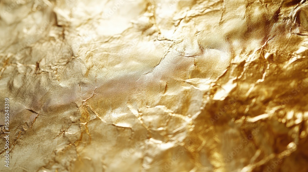 Naklejka premium Textured Gold Foil Background with Subtle Crinkles and Shine for Elegant Design Elements in Various Creative Projects