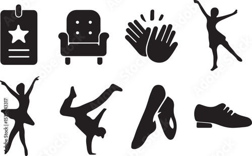 Performing Arts & Stage Access Icons Vector Set – Dance, Theater & Entertainment