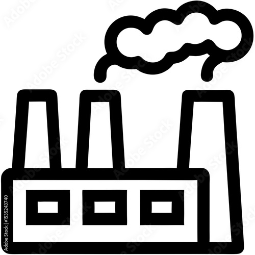 Industrial Factory with Smoke Stacks and Pollution Emission.