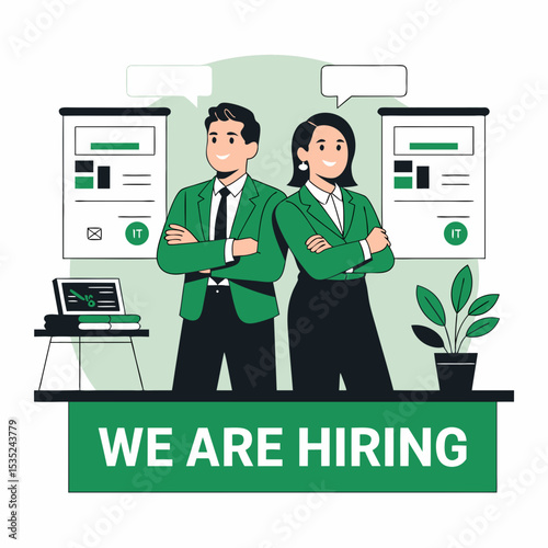 Two Business Professionals Announce Job Opening.