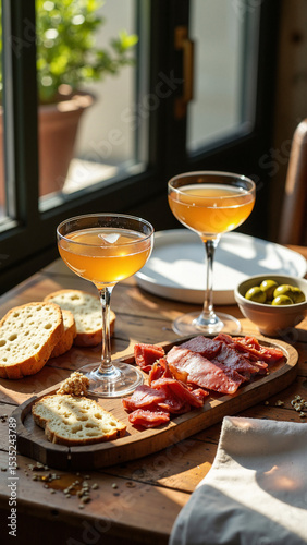 Elegant French Apéritif Setup Isolated on Transparent Background for Upscale Dining Marketing and Culinary Promotions