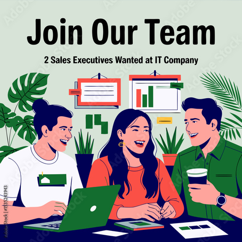 Illustration of a Team Celebrating Success in IT Company.