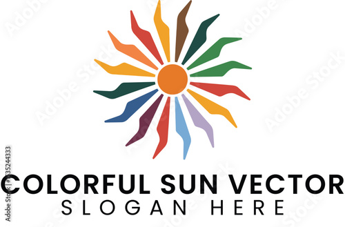 Vibrant Colorful Sunburst Vector Graphic Design art joy red logo icon warm blue 