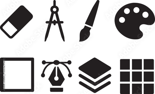 Creative Design Tools Icons Vector Set – Art, Drawing & UI Essentials