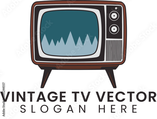 Retro Vintage Television Vector Illustration Design tv old icon dark blue grey  