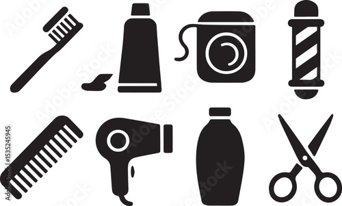 Hair & Oral Care Vector Set – Salon and Hygiene Essentials Icons