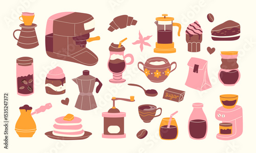 Coffee set in flat style. Vector illustration