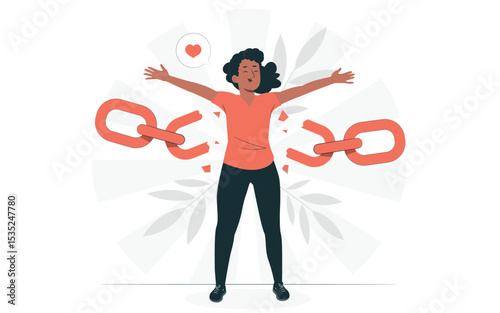 woman stretching arms is relaxing  concept illustration