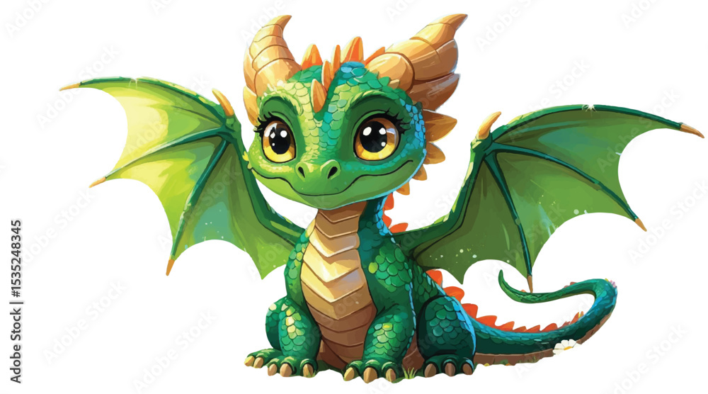 Fototapeta premium A little dragon, cute and friendly to all humans.