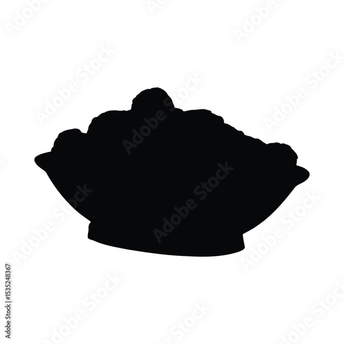 Silhouette of a bowl filled with food ready to be served or presented in an elegant setting