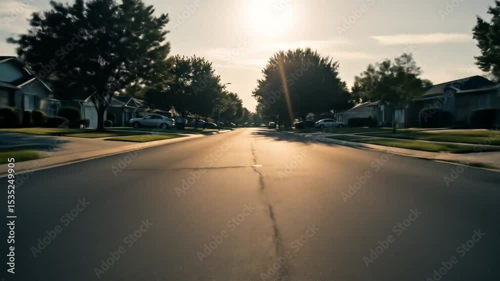 Suburban Street at Sunset Suburban Street at Sunset