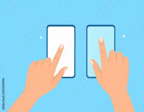 Hands Touching Smartphone Screens